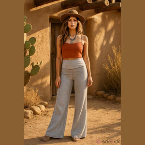 Sundance Linen Wide Leg Pants Gray Size S